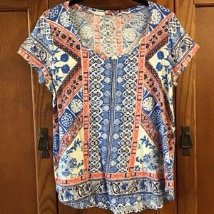 Lucky Brand Red White and Blue Carpet Tee Shirt